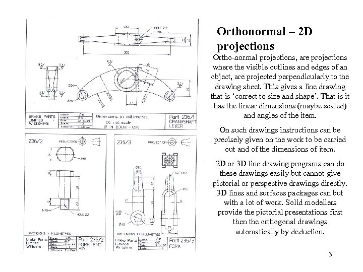 Orthonormal – 2 D projections Ortho-normal projections, are projections where the visible outlines and