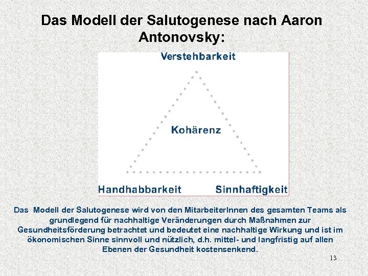 Das Modell der Salutogenese nach Aaron Antonovsky: Das Modell der Salutogenese wird von den
