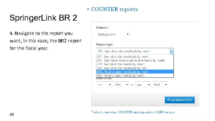 Springer. Link BR 2 4. Navigate to the report you want, in this case,