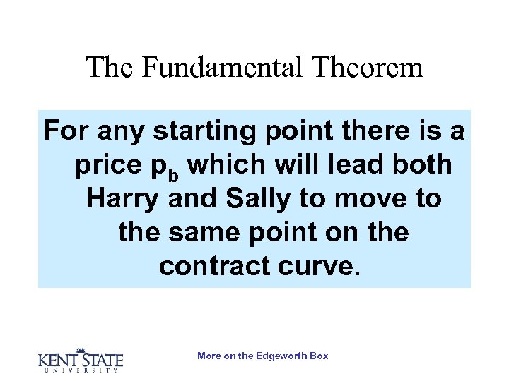 The Fundamental Theorem For any starting point there is a price pb which will