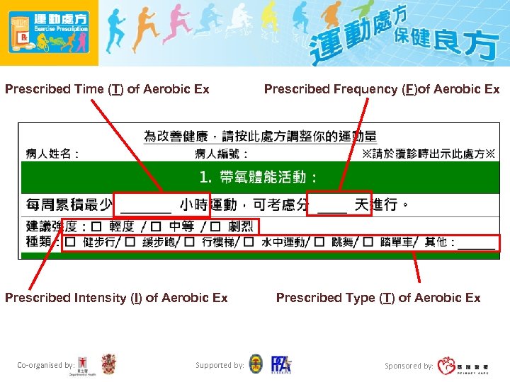 Prescribed Time (T) of Aerobic Ex Prescribed Intensity (I) of Aerobic Ex Co-organised by: