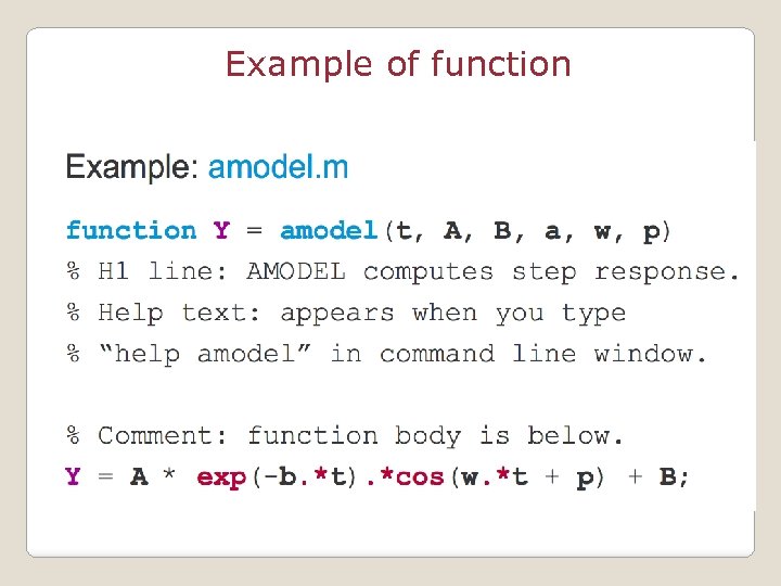 Example of function 