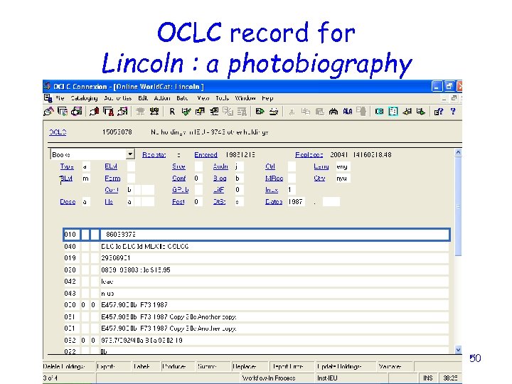 OCLC record for Lincoln : a photobiography 50 