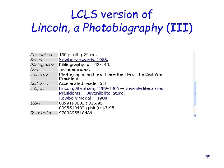 LCLS version of Lincoln, a Photobiography (III) 55 