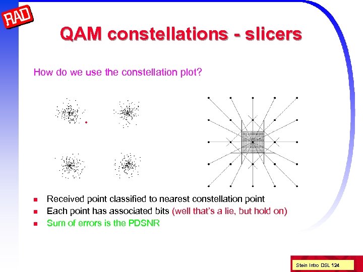 QAM constellations - slicers How do we use the constellation plot? n n n