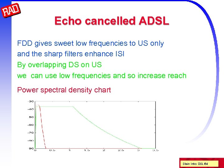 Echo cancelled ADSL FDD gives sweet low frequencies to US only and the sharp