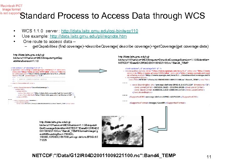 Standard Process to Access Data through WCS • • • WCS 1. 1. 0