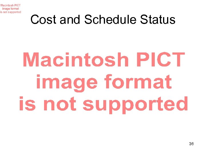 Cost and Schedule Status 36 