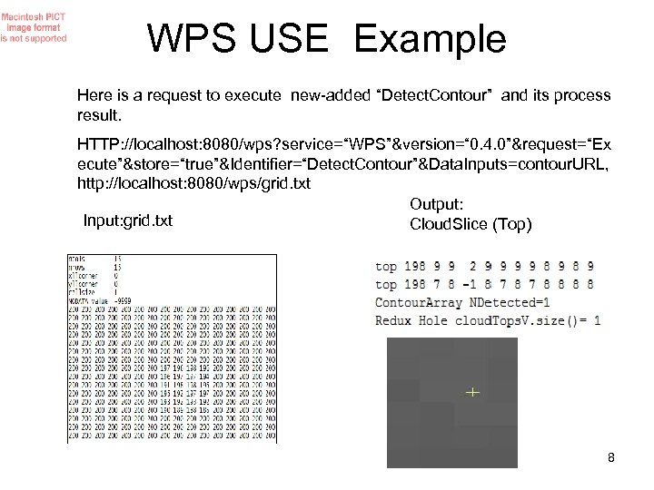 WPS USE Example Here is a request to execute new-added “Detect. Contour” and its