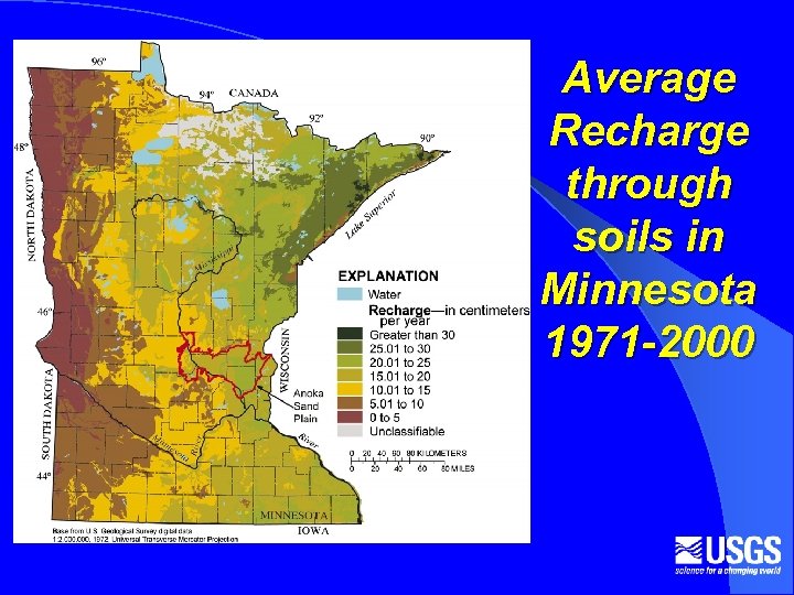 Average Recharge through soils in Minnesota 1971 -2000 
