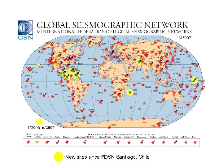 Global Seismographic Network New sites since FDSN Santiago, Chile 