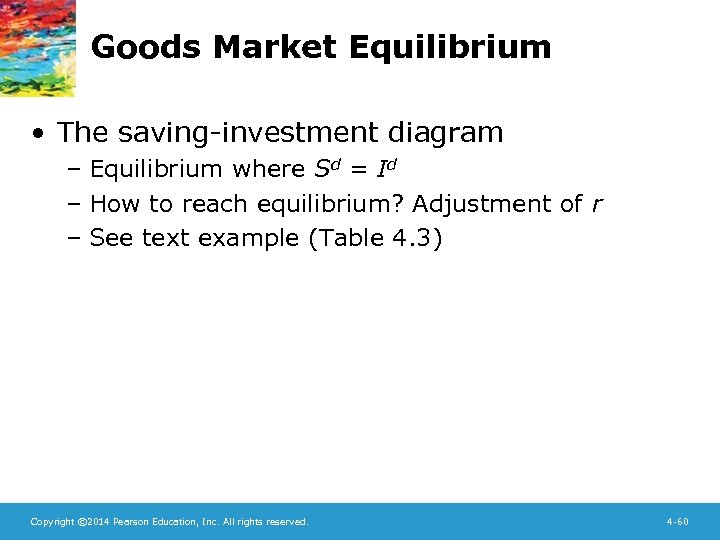 Goods Market Equilibrium • The saving-investment diagram – Equilibrium where Sd = Id –