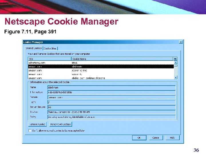 Netscape Cookie Manager Figure 7. 11, Page 391 36 