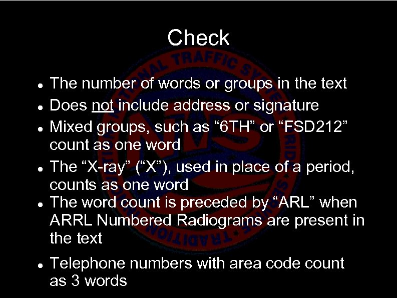 Check The number of words or groups in the text Does not include address