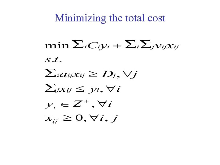 Minimizing the total cost 