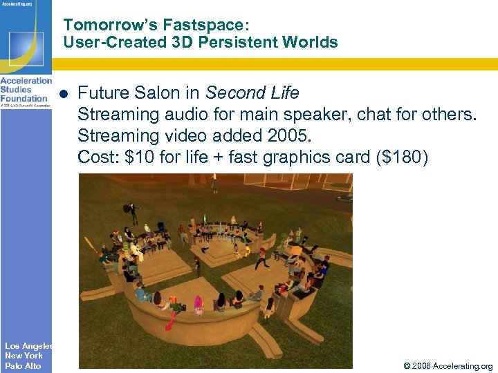 Tomorrow’s Fastspace: User-Created 3 D Persistent Worlds Future Salon in Second Life Streaming audio