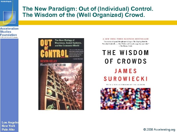 The New Paradigm: Out of (Individual) Control. The Wisdom of the (Well Organized) Crowd.