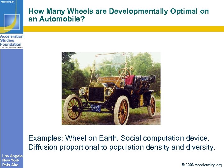 How Many Wheels are Developmentally Optimal on an Automobile? Examples: Wheel on Earth. Social