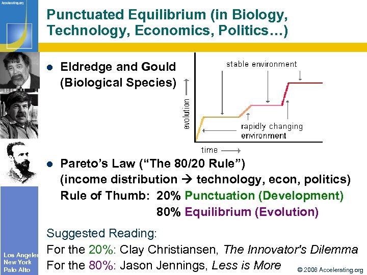 Punctuated Equilibrium (in Biology, Technology, Economics, Politics…) Los Angeles New York Palo Alto Eldredge