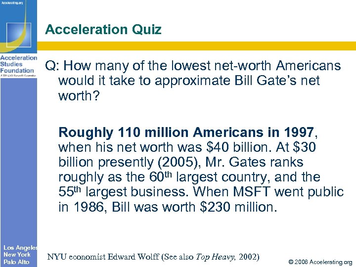 Acceleration Quiz Q: How many of the lowest net-worth Americans would it take to