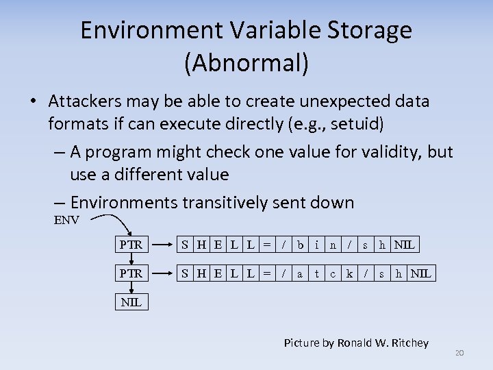 Environment Variable Storage (Abnormal) • Attackers may be able to create unexpected data formats