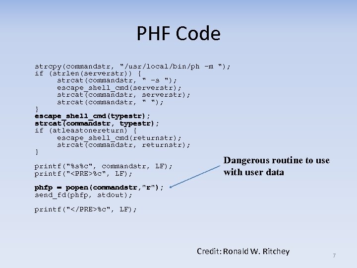 PHF Code strcpy(commandstr, 
