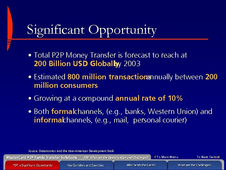 Significant Opportunity • Total P 2 P Money Transfer is forecast to reach at