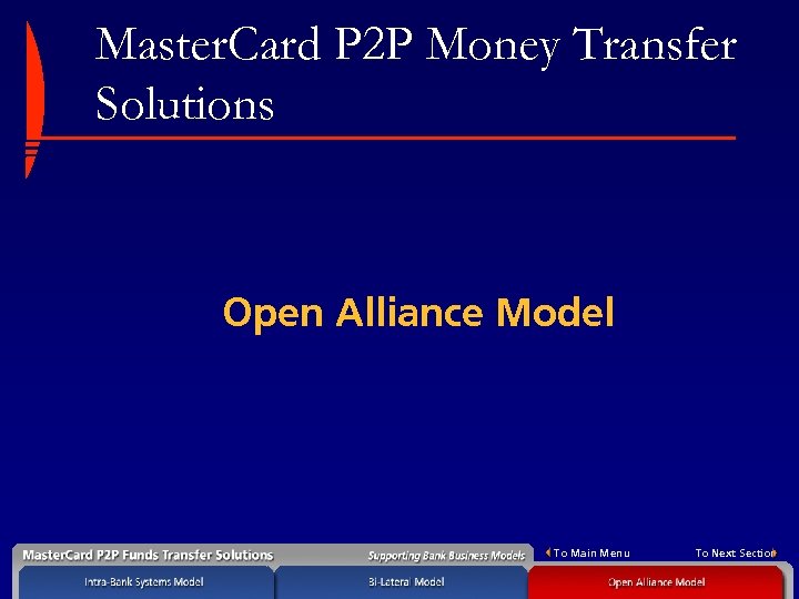 Master. Card P 2 P Money Transfer Solutions Open Alliance Model To Main Menu