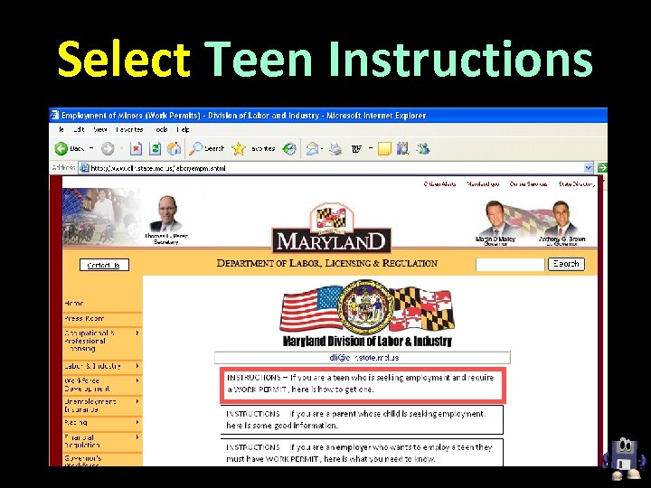 Select Teen Instructions 