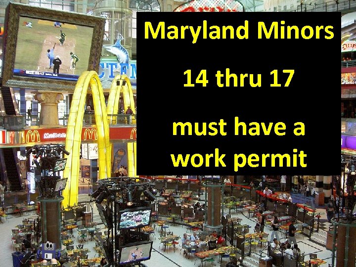 Maryland Minors 14 thru 17 must have a work permit 