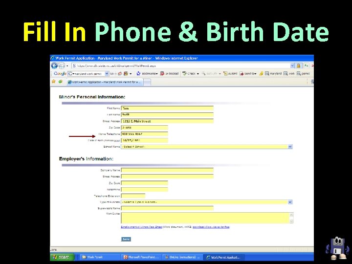 Fill In Phone & Birth Date 