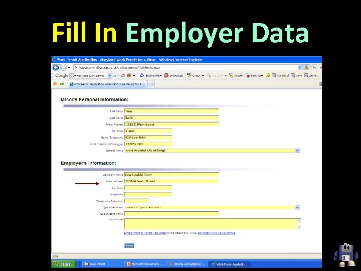 Fill In Employer Data 