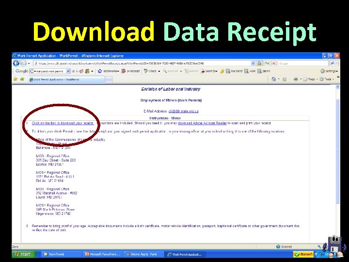 Download Data Receipt 