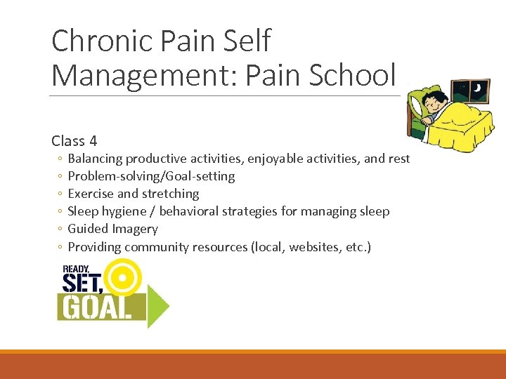 Chronic Pain Self Management: Pain School Class 4 ◦ ◦ ◦ Balancing productive activities,