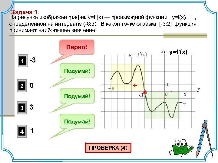 На рисунке изображен график производной 3 8