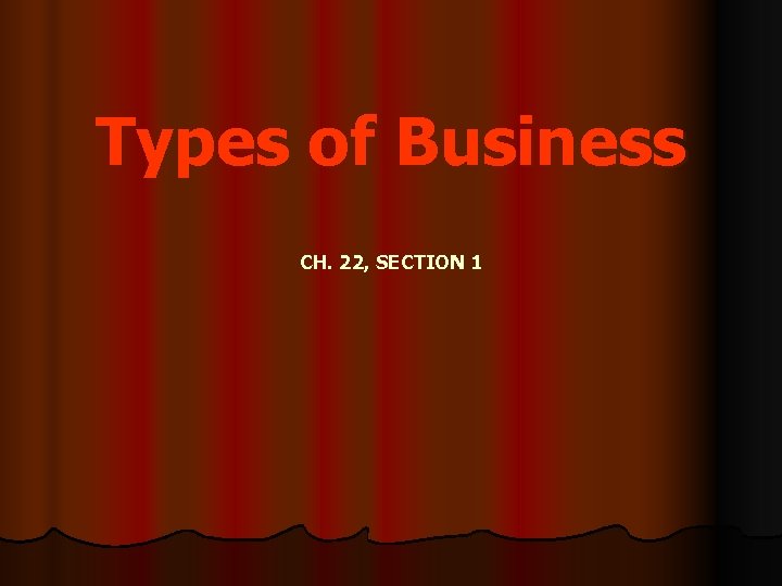 Types of Business CH. 22, SECTION 1 