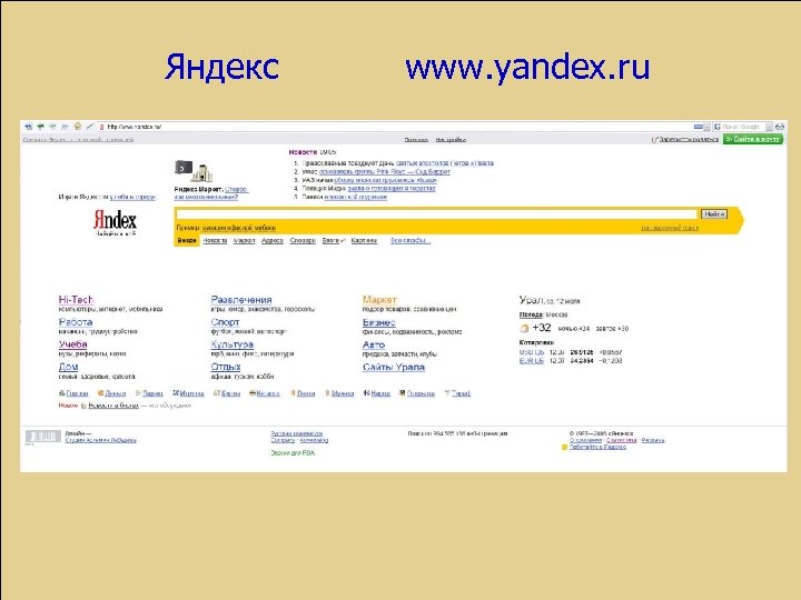 Яндекс www. yandex. ru 