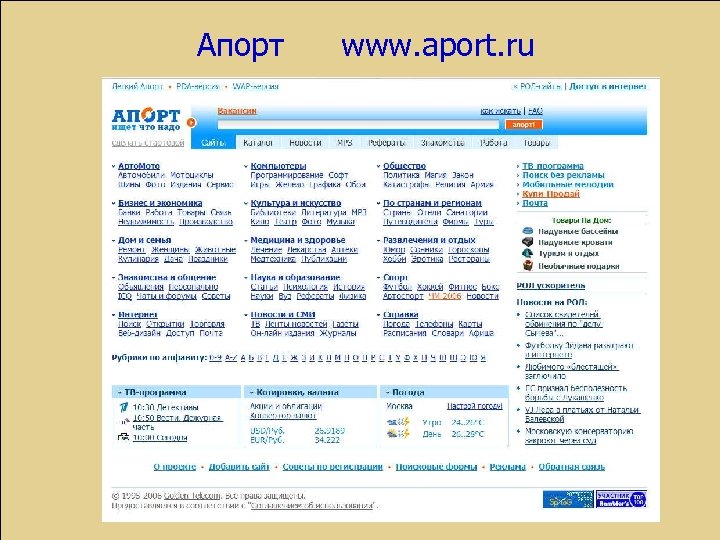 Апорт www. aport. ru 