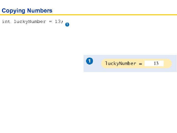Copying Numbers int lucky. Number = 13; 