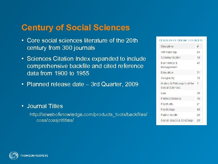 Century of Social Sciences • Core social sciences literature of the 20 th century