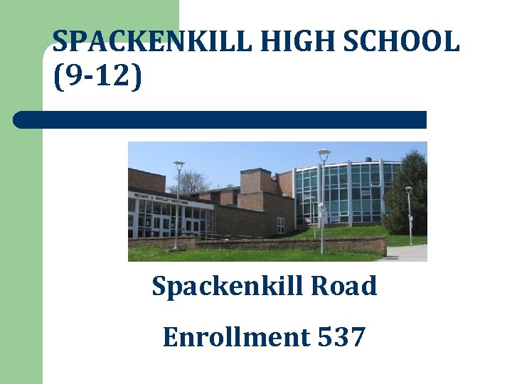 SPACKENKILL HIGH SCHOOL (9 -12) Spackenkill Road Enrollment 537 