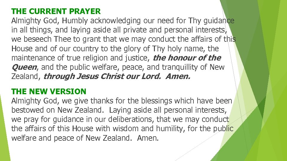 THE CURRENT PRAYER Almighty God, Humbly acknowledging our need for Thy guidance in all