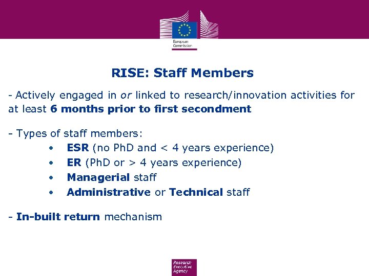 RISE: Staff Members - Actively engaged in or linked to research/innovation activities for at
