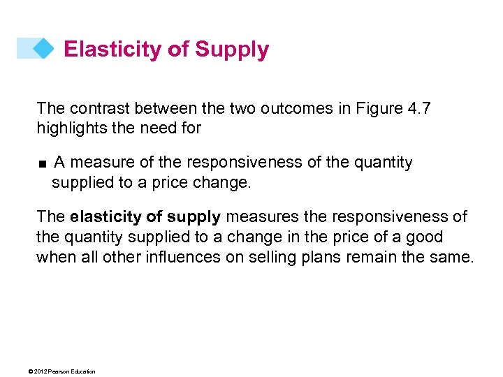 Elasticity of Supply The contrast between the two outcomes in Figure 4. 7 highlights