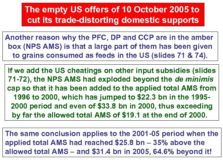 The empty US offers of 10 October 2005 to cut its trade-distorting domestic supports