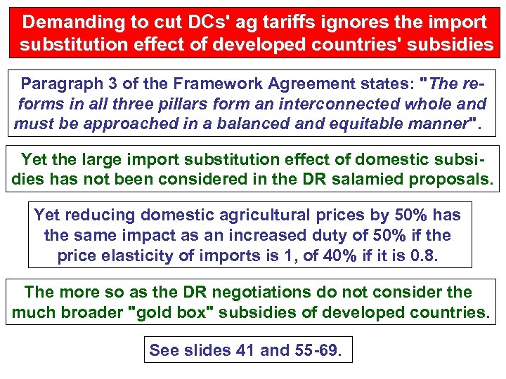 Demanding to cut DCs' ag tariffs ignores the import substitution effect of developed countries'