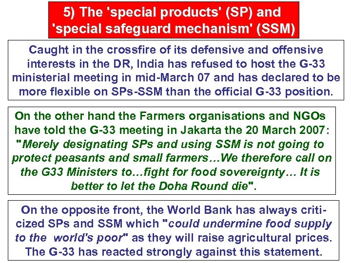 5) The 'special products' (SP) and 'special safeguard mechanism' (SSM) Caught in the crossfire