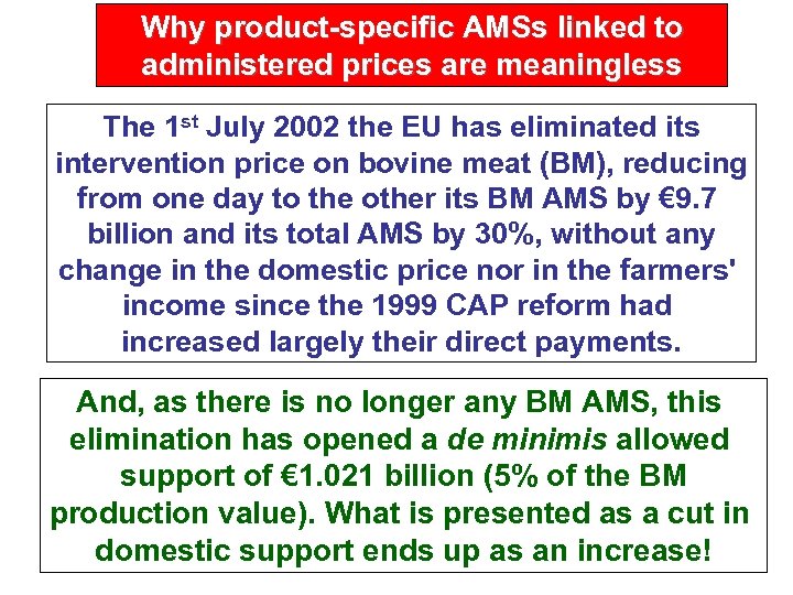 Why product-specific AMSs linked to administered prices are meaningless The 1 st July 2002