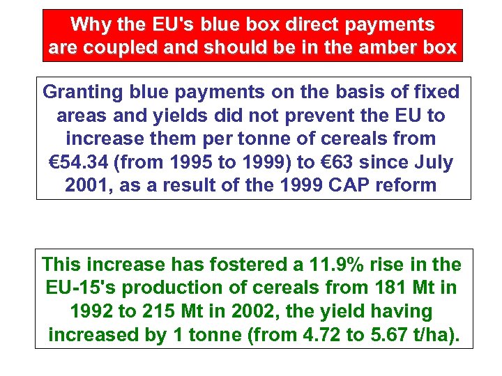 Why the EU's blue box direct payments are coupled and should be in the