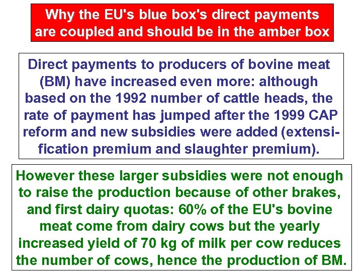 Why the EU's blue box's direct payments are coupled and should be in the